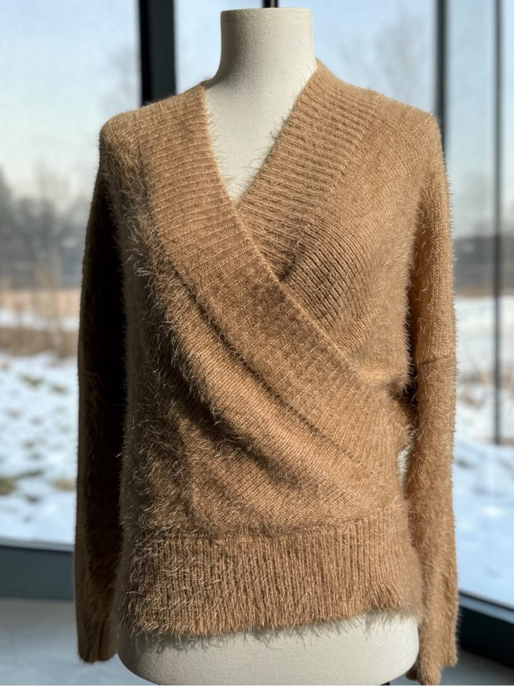 Forever 21 Cozy Open-Back Plush Women's Sweater - Camel SZ L